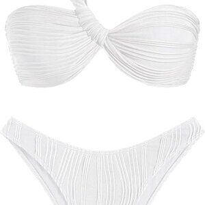 White One-Shoulder Textured Bikini Set | NWT
